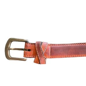 🔥🤎Beautiful vintage Patagonia brown leather belt size 32 EUC - Made in France